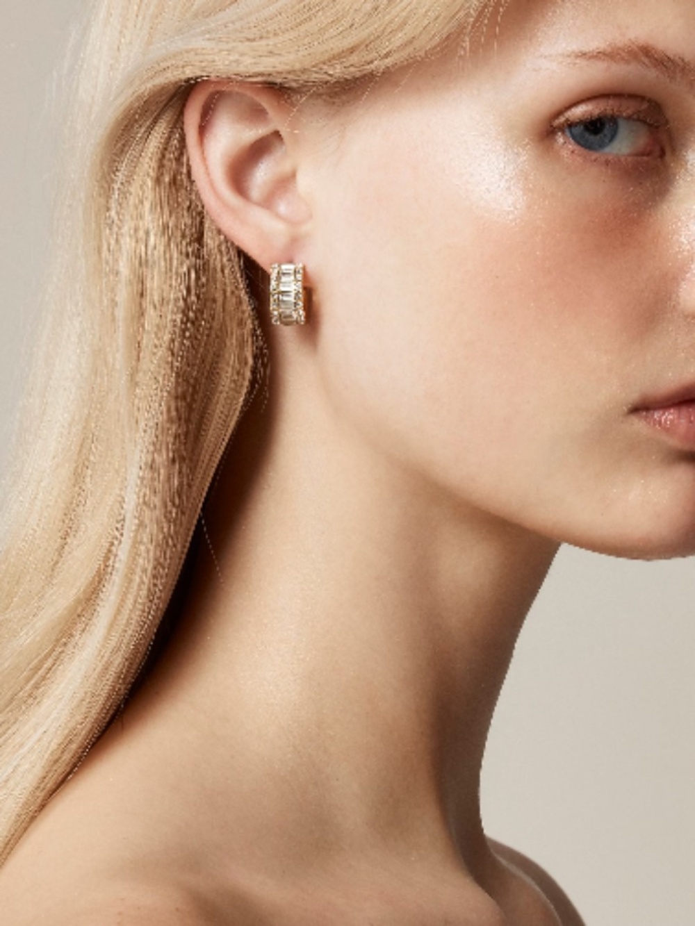 J. Crew Baguette cubic zirconia hoop earrings